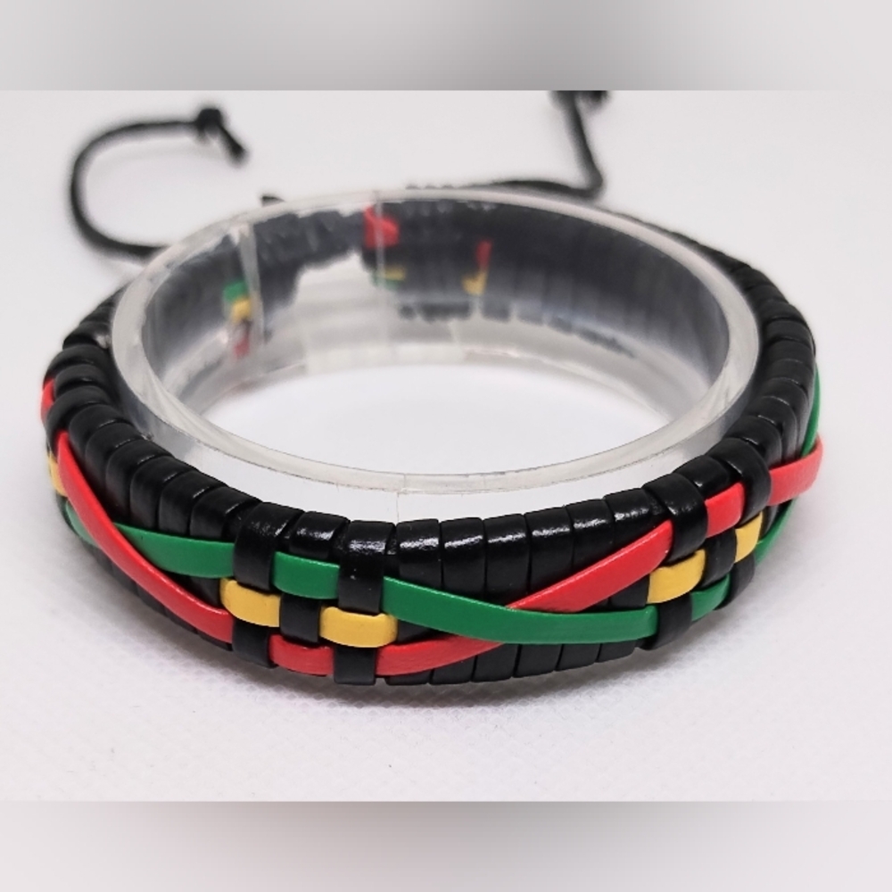 Men's‎ Bracelet Leather Braided Black New f69